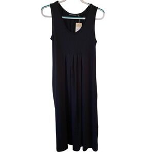 Gudrun Sjoden Size S Himmel Sleeveless Pleated Black Dress Modal Cotton Blend